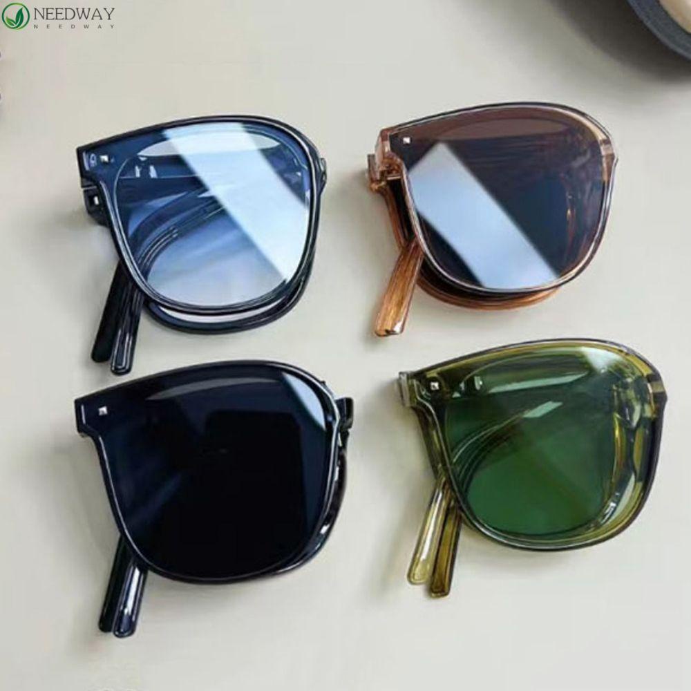 NEEDWAY Kacamata Hitam Lipat Anti-UV INS Foldable Korean Style Eyewear Kacamata Wanita