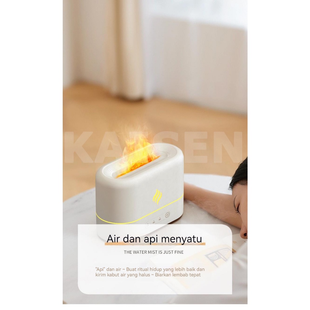 200ml Flame Aromatherapy Machine / Air Humidifier Aromatherapy Purifier Diffuser Colorful  Ilusi Api Aroma Terapi Essential Oil / Pengharum Ruangan  -MYLike Official