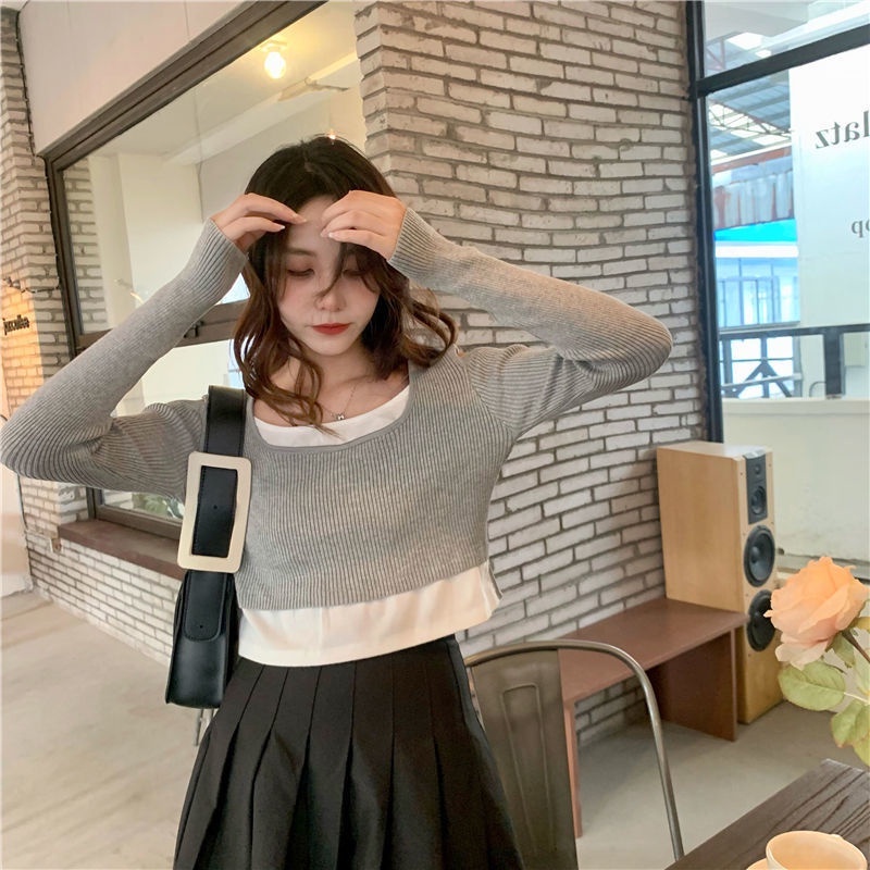 TELLY ➡️ BJ-049 Atasan Crop Wanita Korean Style Lengan Panjang Rajut Premium Import | Atasan Rajut Crop Import Lengan Panjang Wanita