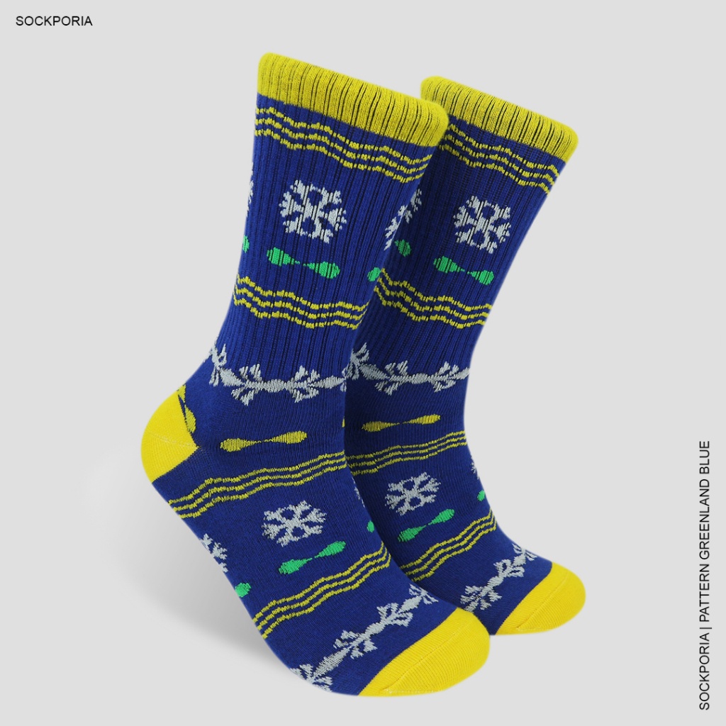 Kaos kaki Motif Tribal - Greenland Blue