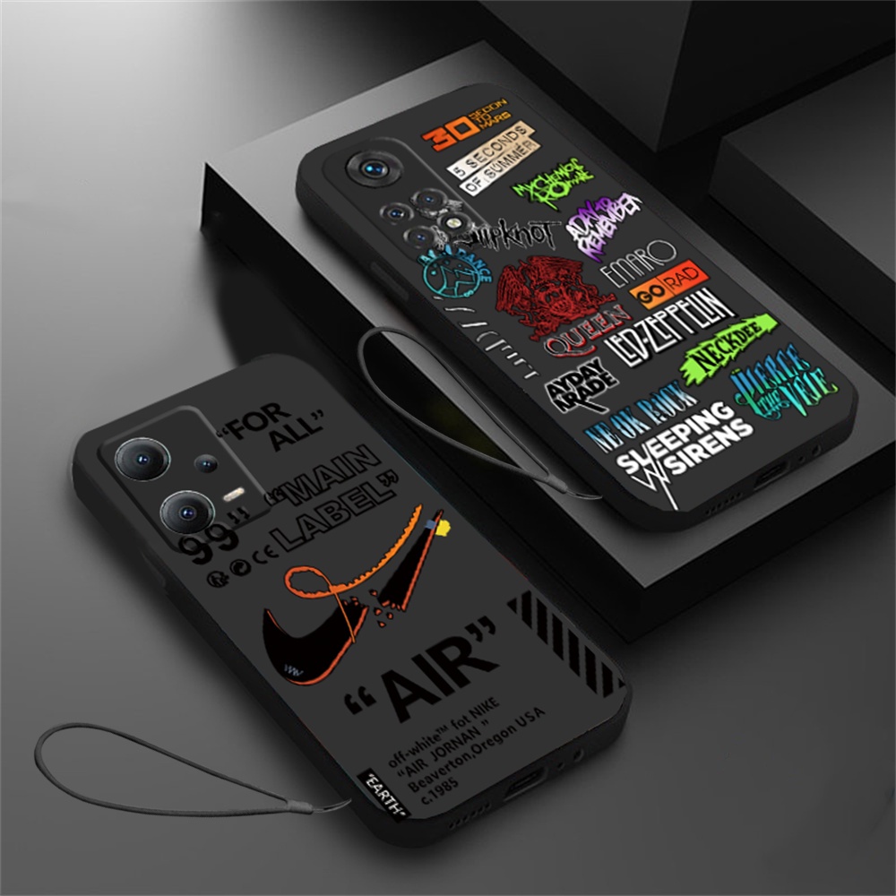 Redmi Note12 12 Pro 11S 11 Pro Redmi 10C 10A 9C 9T Note10 5G Note 10S Note 9s Poco X5 F4 F4 GT M3 Pro X3 Pro NFC Fashion Graffiti Label Lembut Silikon Case Cover Dengan Lanyard