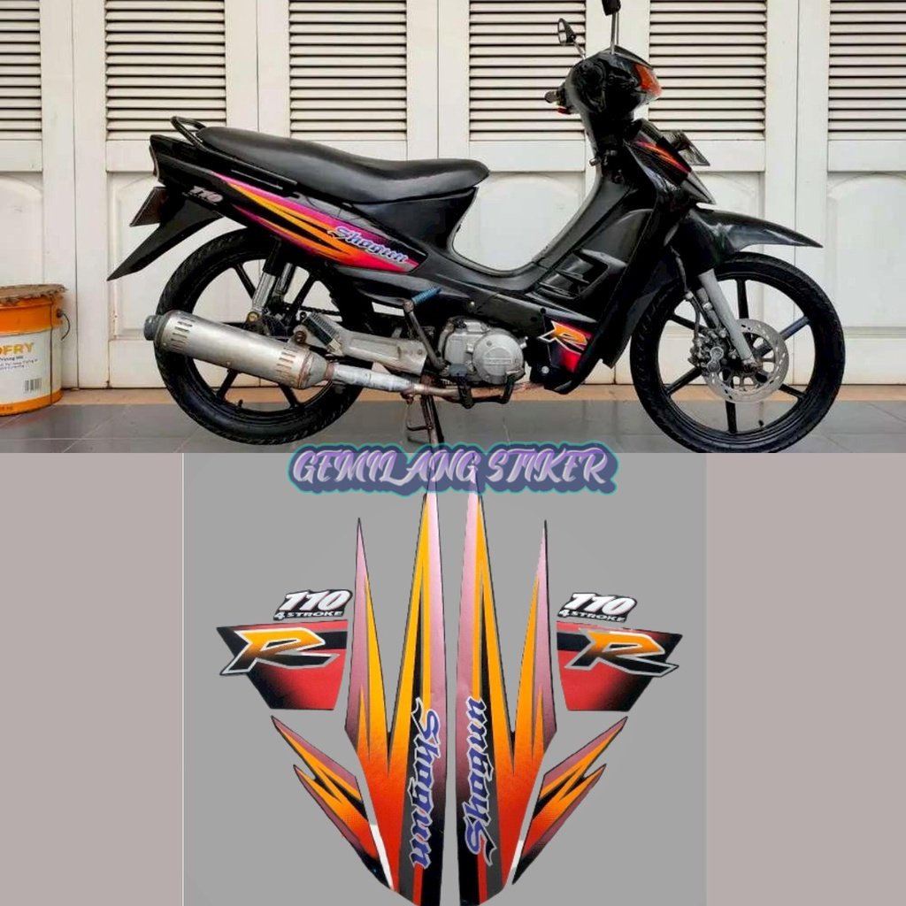 Striping Decal Polet Sticker suzuki shogun kebo 110 r 1997 1998  hitam body standar berkualitas terb