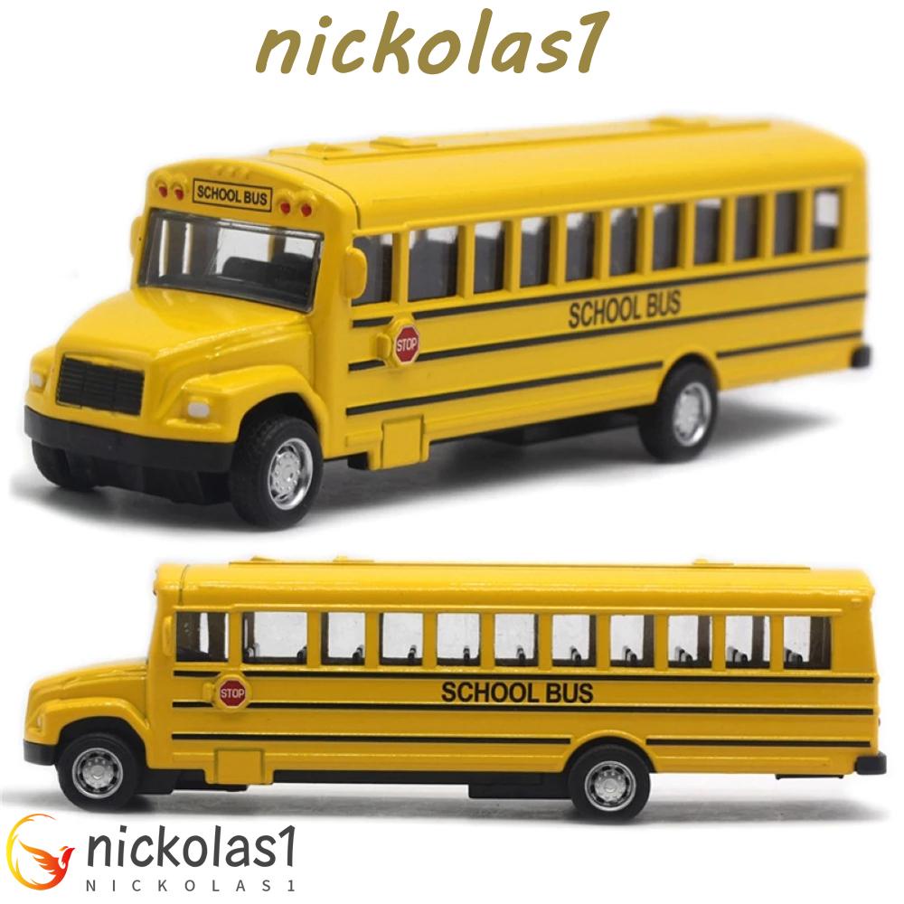 NICKOLAS1 Hadiah Ulang Tahun Model Bus Sekolah Untuk Anak Kuning1 /64 Inersia Mainan Anak Laki-Laki Kendaraan Simulasi