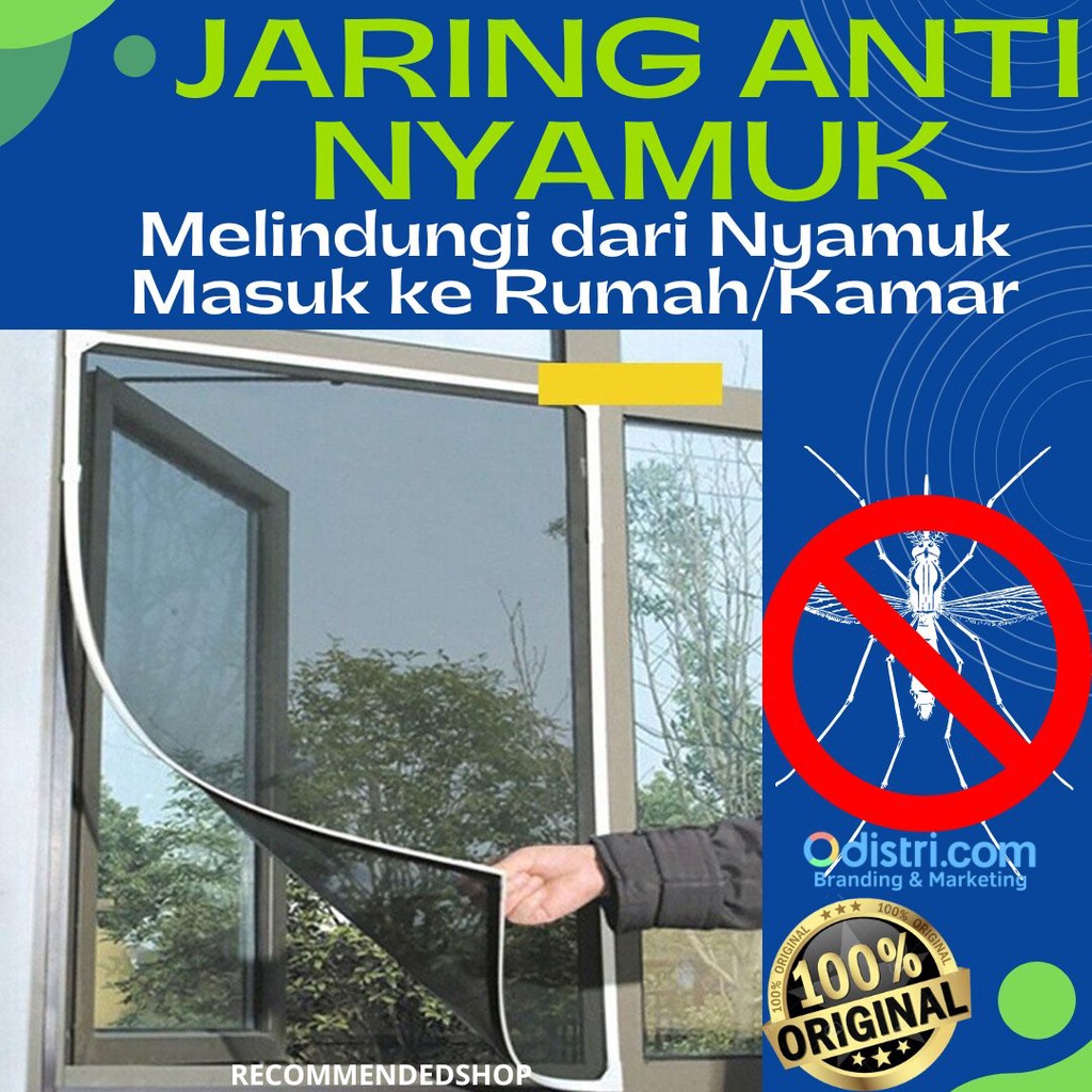 Jaring Pelindung Jendela Anti Nyamuk Portabel Bisa Lepas Pasang+Bonus Perekat  / Gorden Jaring Anti Nyamuk Jendela 130x150cm - Warna Hitam