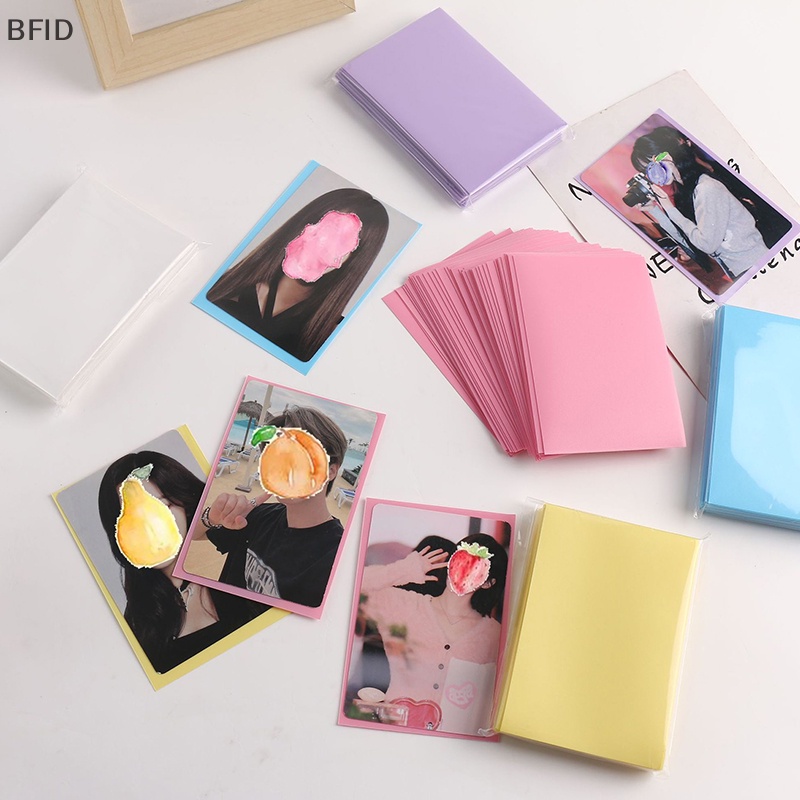 [BFID] 50pcs /pack Ice Cream Color Card Bag Photocard Sleeves Idol Photo Cards Tas Penyimpanan Pelindung PP Frosted Card Film [ID]