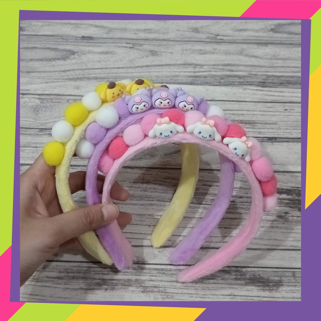 5073 / Bando pompom lucu karakter sanrio / bandana pompom cantik model korea