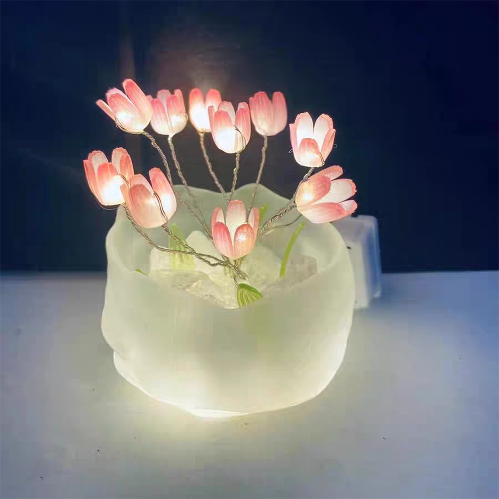 Tulip Lampu Malam DIY Paket Bahan Suasana Kecantikan Tinggi Lampu Meja Desktop Dekorasi Hadiah Untuk Pacar