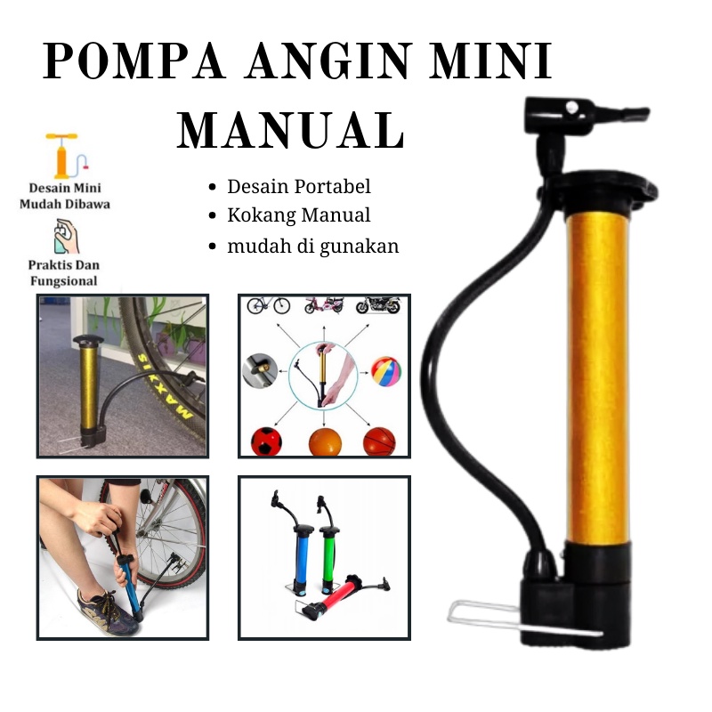 GOS -B401-  Pompa Angin Ban Sepeda Motor Portable Hidrolis Mini Injak - Pompa Angin Ban Sepeda Bola Basket Bola Voli