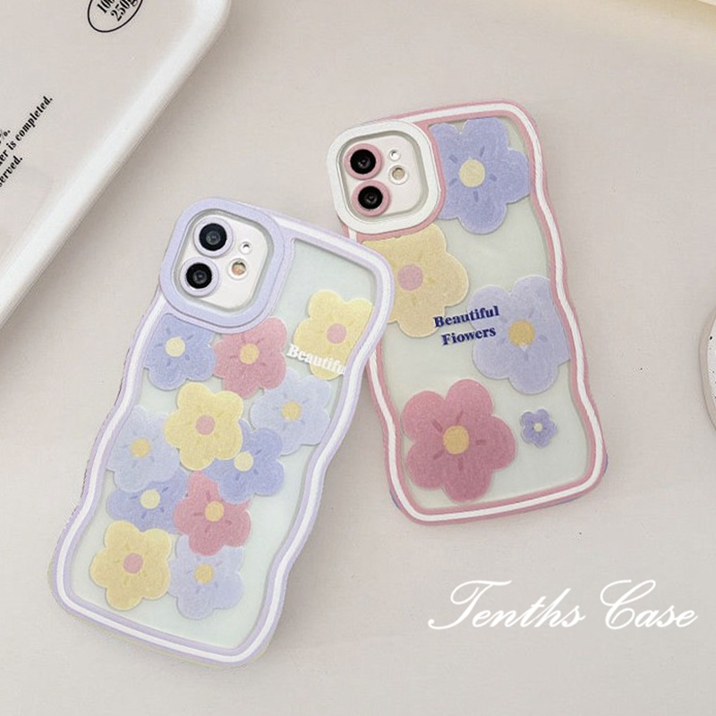 Samsung S23 S22 S21 S20 Plus S23 S22 S21 S20 Ultra S20 FE S21 FE Note 20Plus Note 20Ultra 3D Wave Edge Flowers Phone Case