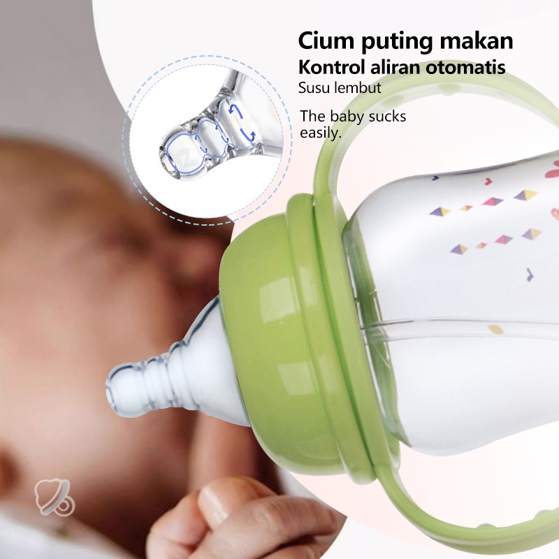 240ml Botol Susu Bayi Wide Nipple Bottle Dengan Pegangan 806