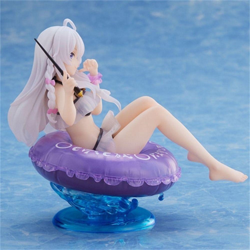 AUGUSTINA Elaina Action Figure, Aqua Float Hatsune Miku Figure, Mainan Koleksi Gadis Patung Baju Renang Patung Duduk Renang Cincin Rem Anime Figure Untuk Mainan Koleksi