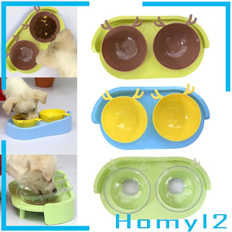 [HOMYL2] Mangkuk Kucing Ganda Untuk Makanan Dan Air Elevated Tilted Food Container Dog Bowls