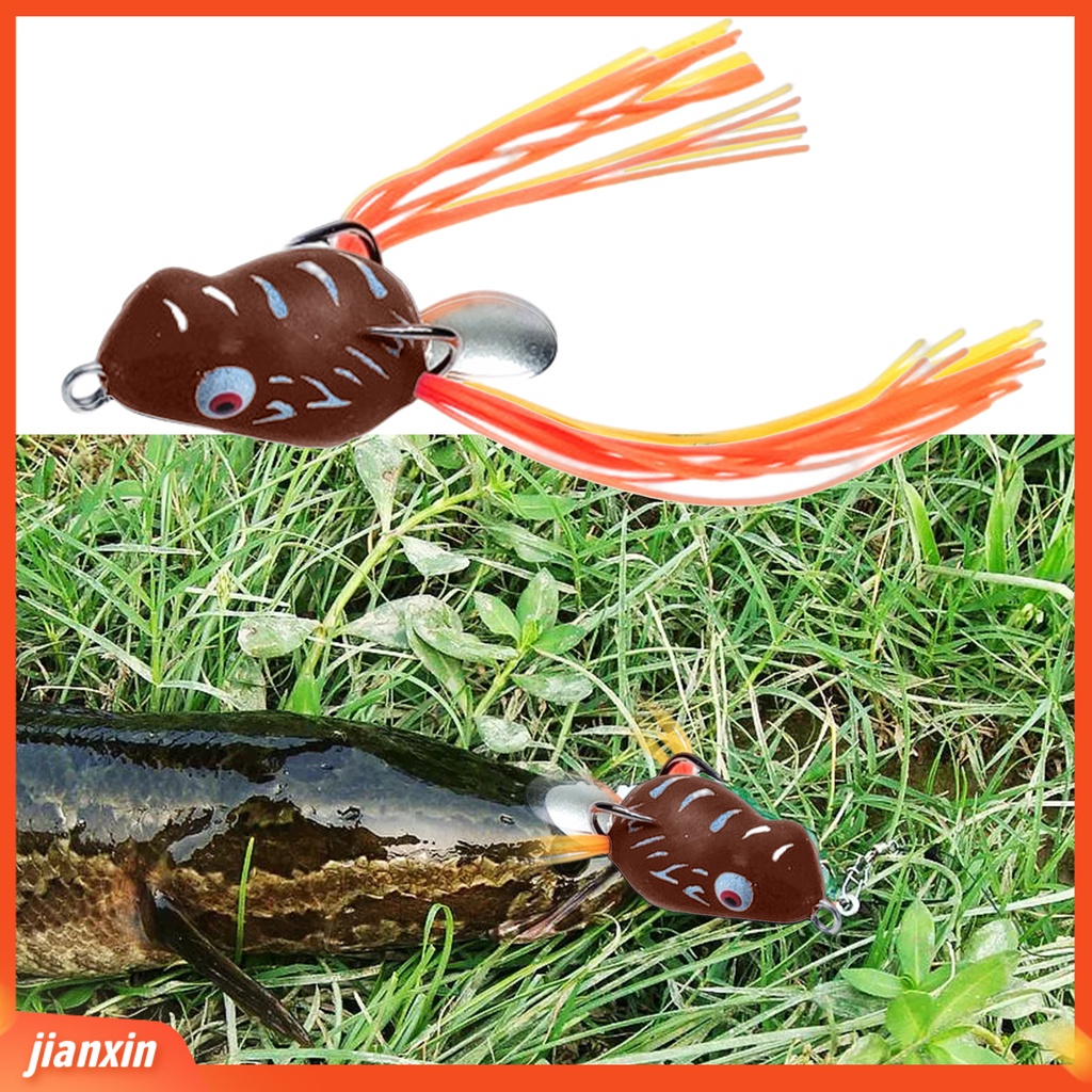 (In Stock) 3 cm Memancing Umpan Kait Ganda Dengan Jumbai Spinner Payet Berongga Simulasi Pengecoran Panjang Buatan PVC Lembut Snakehead Frog Bait Fishing Gear