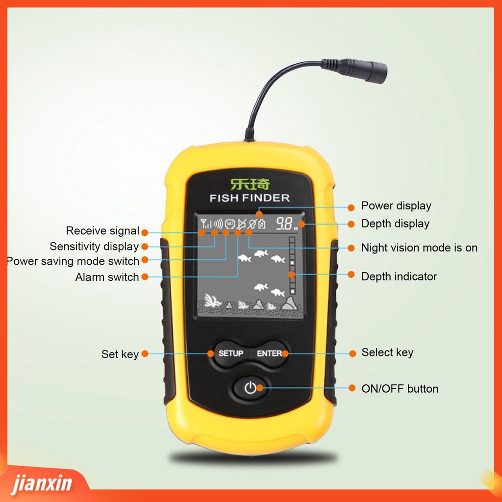 (In Stock) Alat Pencari Kedalaman Ikan Digital Display Depth Readout Akurat Portable Fish Finder Untuk Memancing Perahu