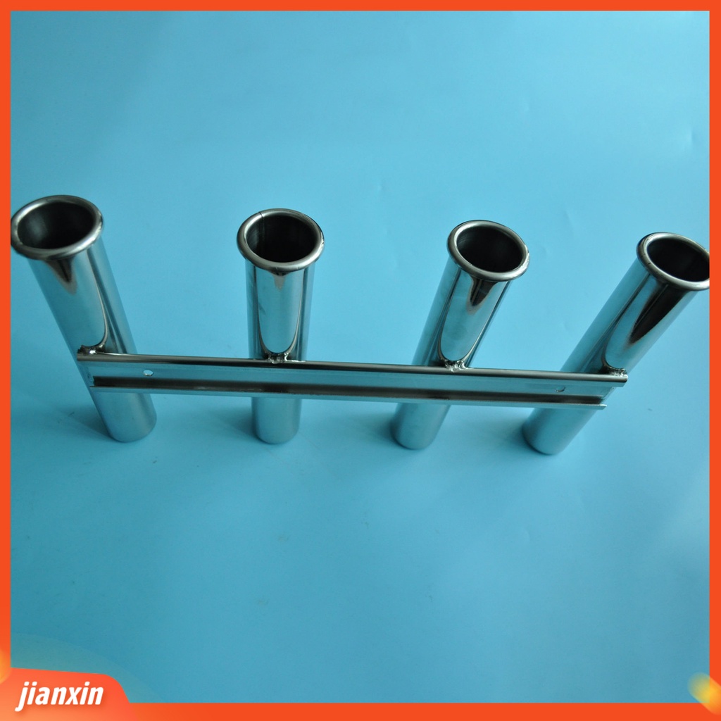 (In Stock) Rak Batang 4 Tabung Bahan Stainless Steel Dinding Penahan Tiang Pancing Yang Dipasang Samping Untuk Marine