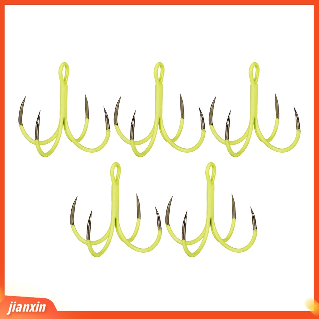 (In Stock) 5Pcs /Box Kait Ikan Bercahaya Mini Baja Karbon Tinggi Cakar Empat Fish Jig Hook Fishing Tackle