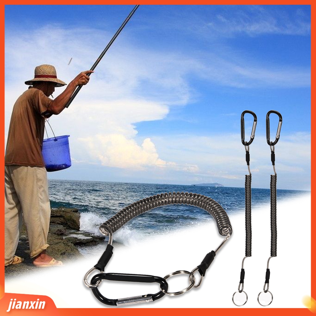 (In Stock) 5Pcs Kawat Baja Elastis Portabel Memancing Coil Tali Lanyard Aman