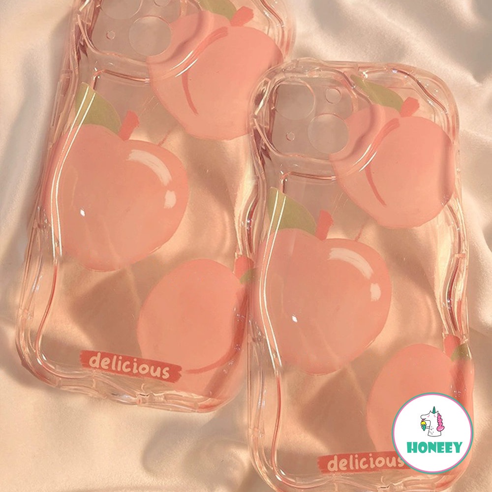 Ins Musim Panas Buah Peach Ponsel Case Kompatibel Untuk iPhone 14 Pro Max11 13 12 Pro Max Bening Silikon Penutup Pelindung