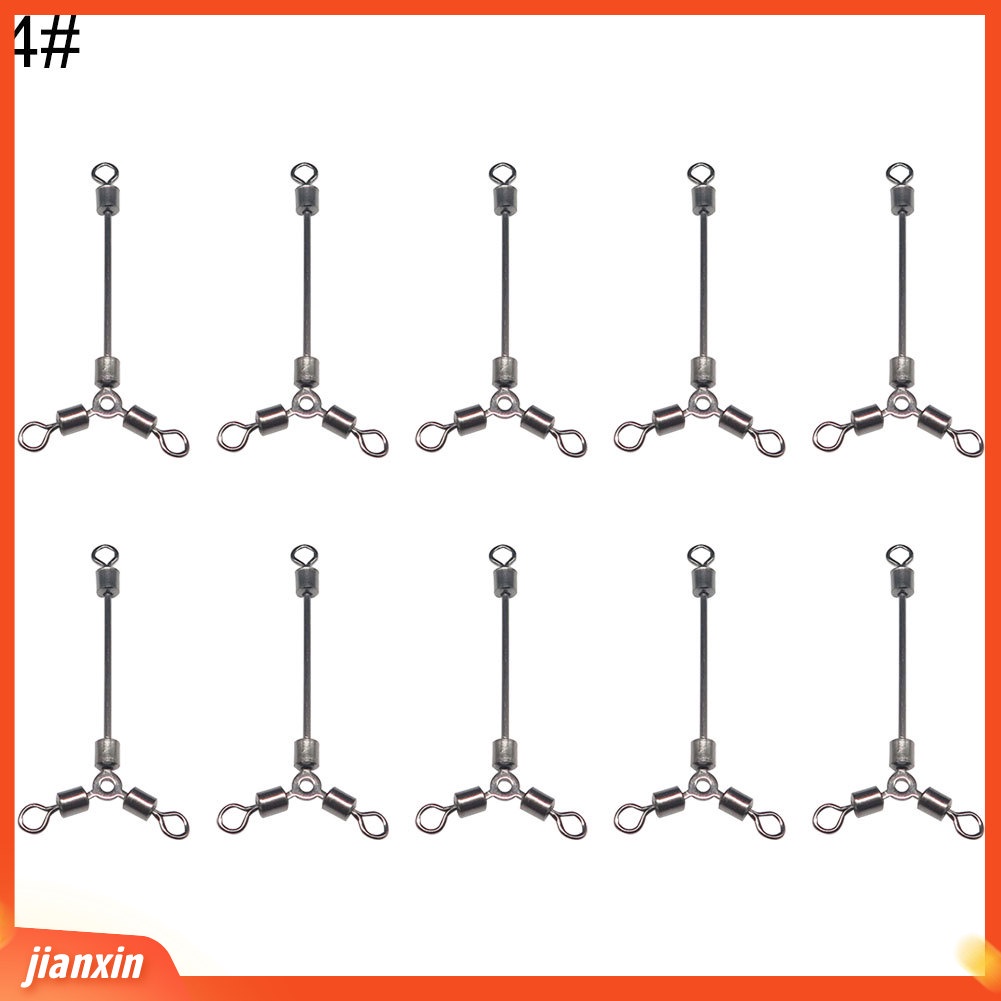 (In Stock) 10Pcs Konektor Pancing Panjang Rolling Swivel Stainless Steel 3arah Putar Laut