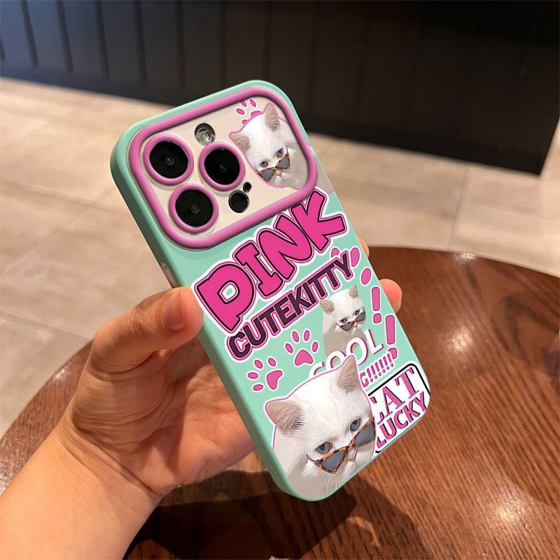 IPHONE Casing Ponsel Desain Jendela Baru Kucing Manis Dan Pedas Kompatibel Dengan Iphone12 13 14 11 Pro Max X Xs Max Xr Btrt