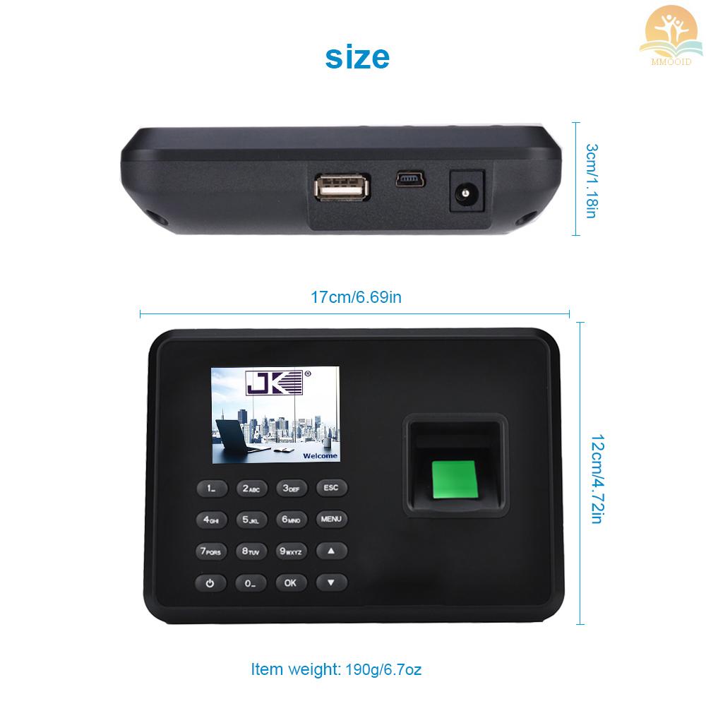 In Stock Mesin Absensi Sandi Sidik Jari Biometrik Cerdas Perekam Cek-in Karyawan 2.4 inch Layar LCD DC 5V Mesin Absensi Hitam UK Plug