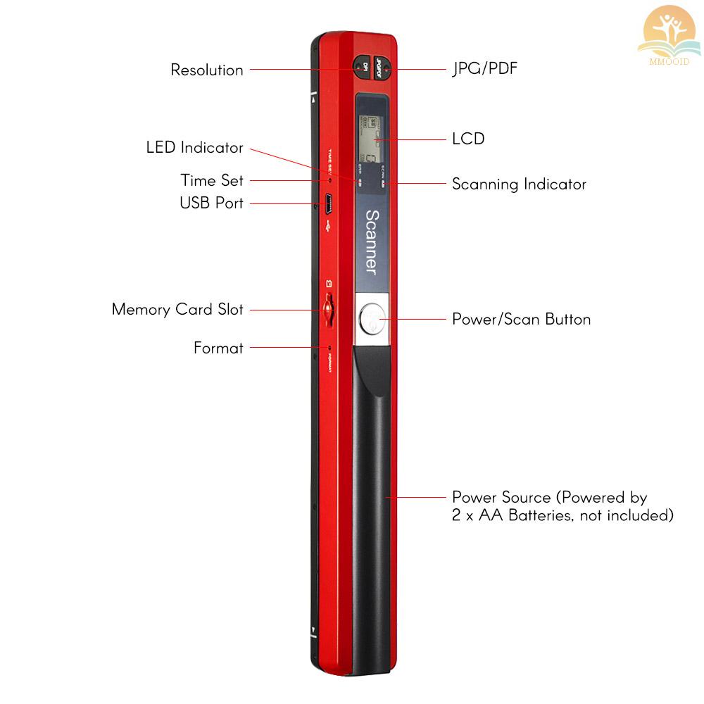 In Stock Tongkat Genggam Portabel Wireless Scanner Ukuran A4 900DPI JPG/PDF Formate LCD Display Dengan Tas Pelindung Dan Kartu TF 8GB Untuk Dokumen Bisnis Recipts Buku Gambar