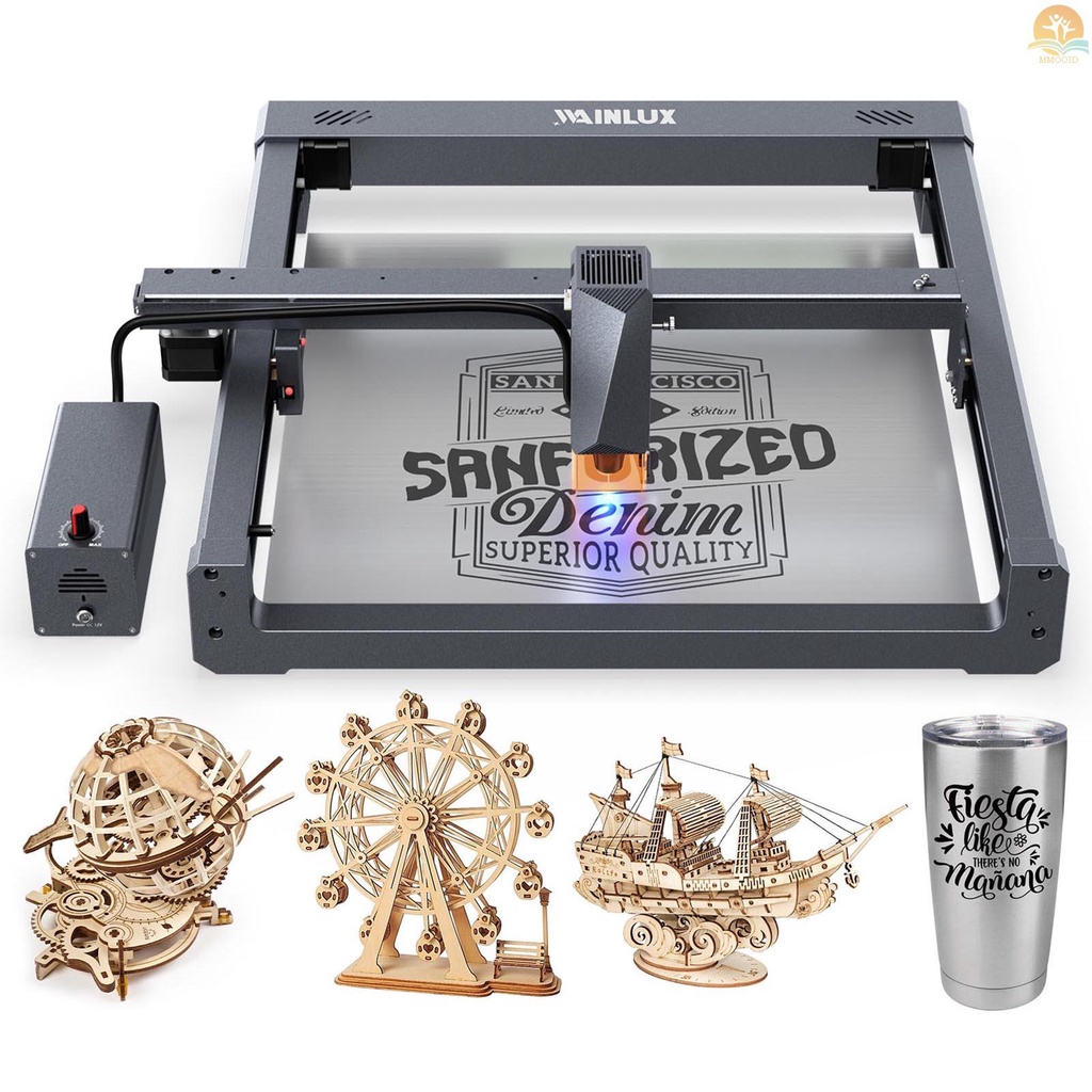 In Stock WAINLUX L6 Laser Engraver 10W Daya Laser High-speed Air Assist 320x350mm Area Ukiran Struktur Semua metal Desain Rakitan Cepat Dengan Perisai Pelindung Mata Untuk Stainless