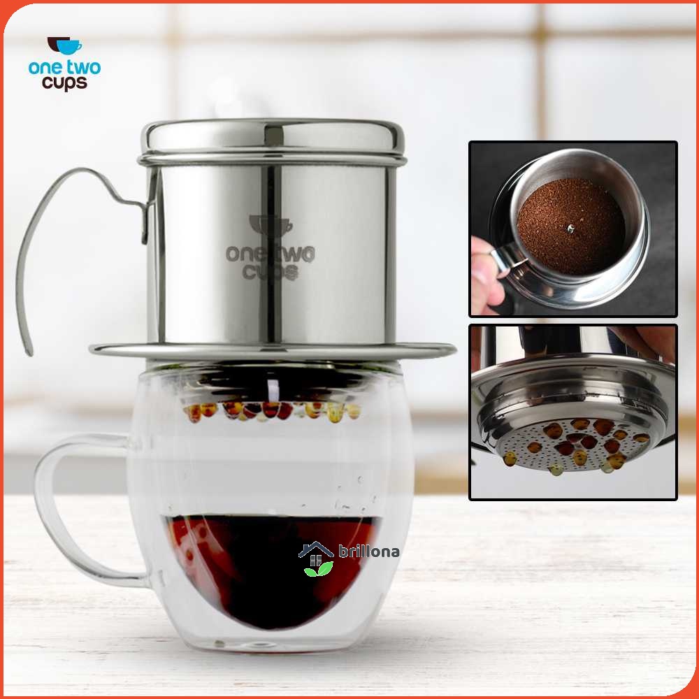 One Two Cups Filter Saring Kopi Vietnamese Coffee Pot Stainless - LC2