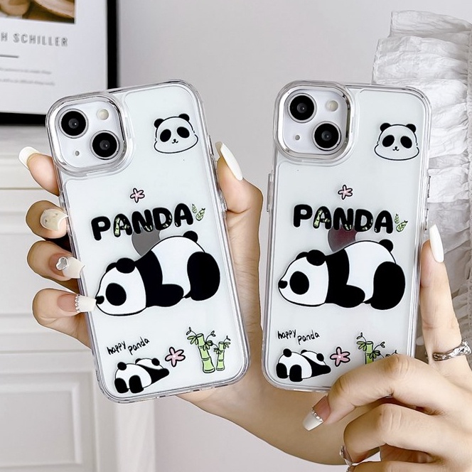 【Independent buttons】Clear Silicone Soft Case IPhone 6S 7 8 Plus SE XR XS Max 11 12 13 14 Pro Max 14 Plus Cute China Panda