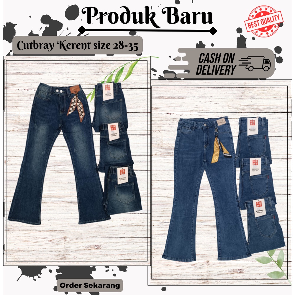 Kerent jeans cutbray wanita import