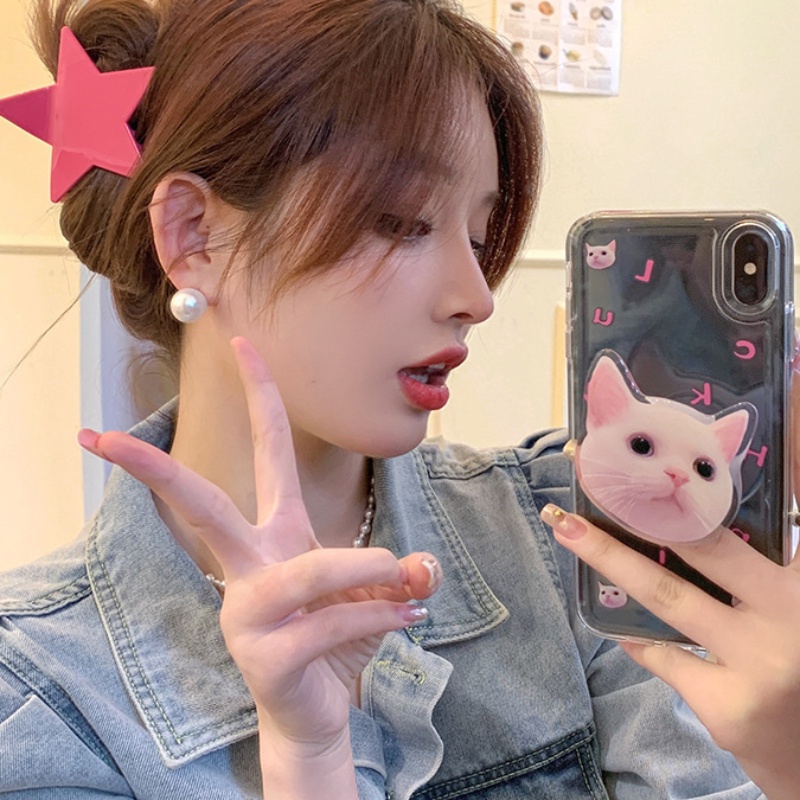 Korea INS Trendi Ponytail Holder Hiu Klip Aksesoris Rambut Gadis Manis Sederhana Hiasan Kepala Y2k Fashion Shiny Candy-Coloured Dua Sisi Bintang Berujung Lima Klip Cakar Hadiah