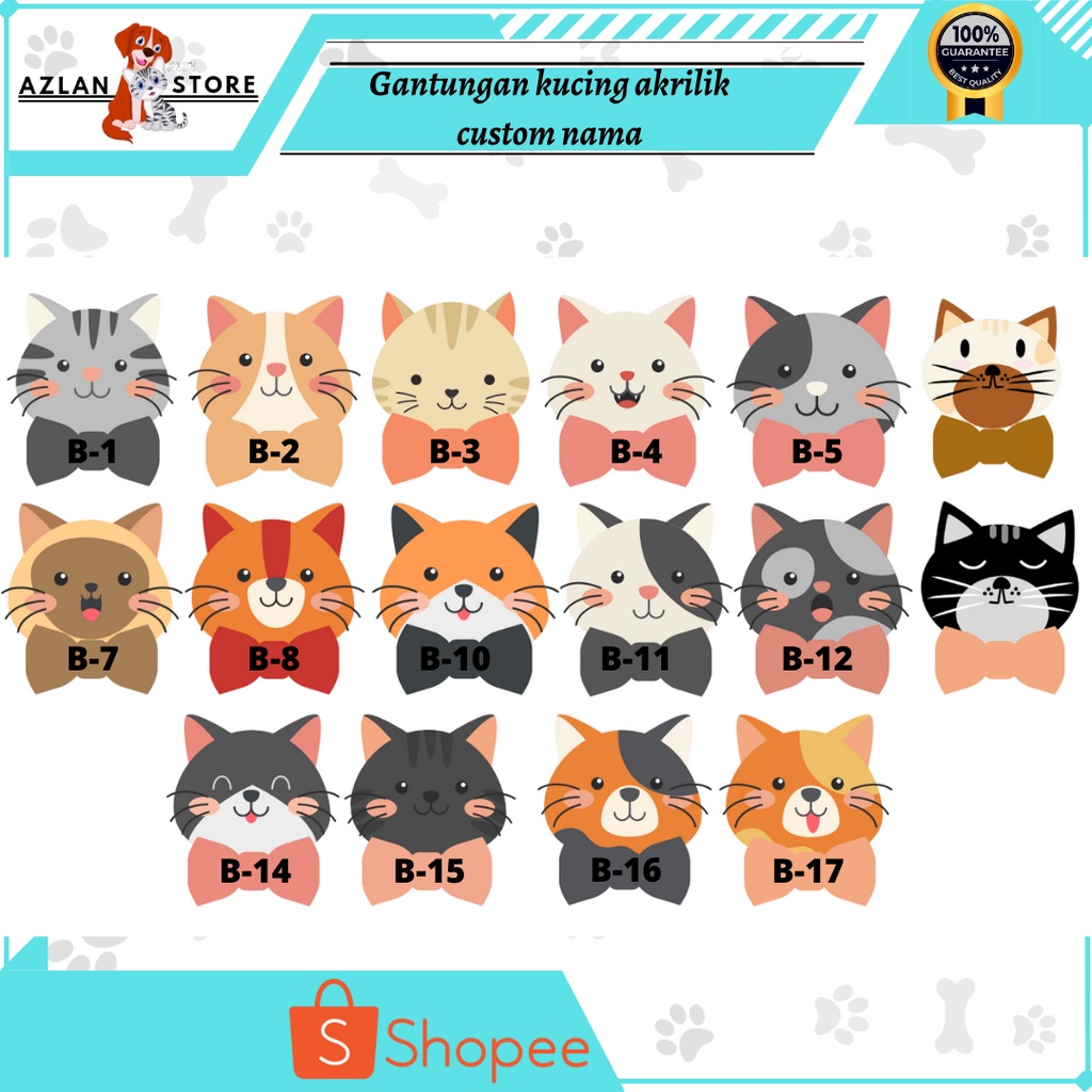 kalung kucing nama custom / kalung kucing custom nama / liontin custom nama akrilik