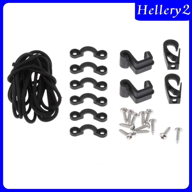 [Hellery2] Kayak Bungee Cord Deck Rigging Set Dengan Bungee Cord Hooks, Aksesoris Perangkat Keras Kayak Tahan Lama Kayak Rigging Boat Tie Down Pad Eye Dengan Sekrup