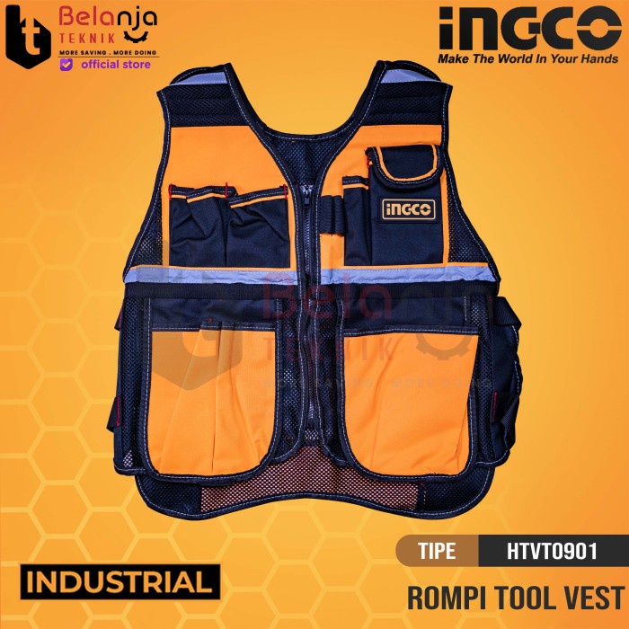 Ingco Tool Vest 3 Kg Rompi Safety Proyek Tas Alat Perkakas HTVT0901