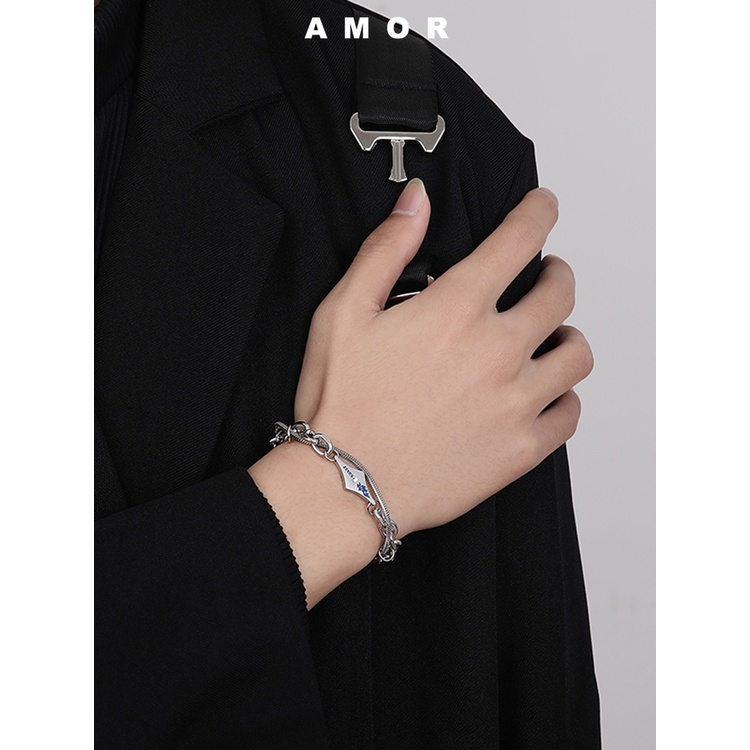 Gelang stainless steel Gaya Korea Pria hip-hop fashion Rasa Canggih Perhiasan Pria Dan Wanita