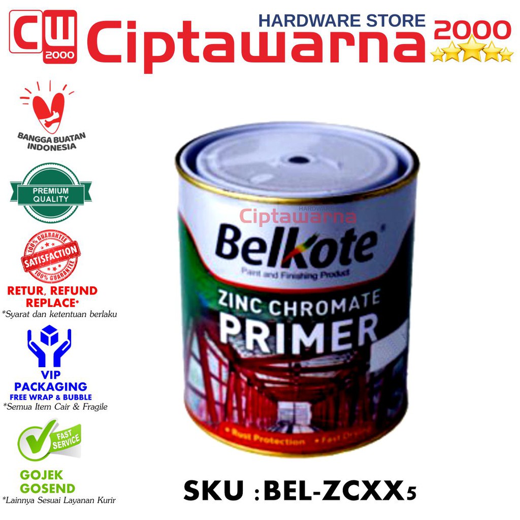 Cat Zincromate Zinchcromate Zinc Chromate meni BELKOTE 5 KG Hijau Hitam Grey besi cat dasar Primer b