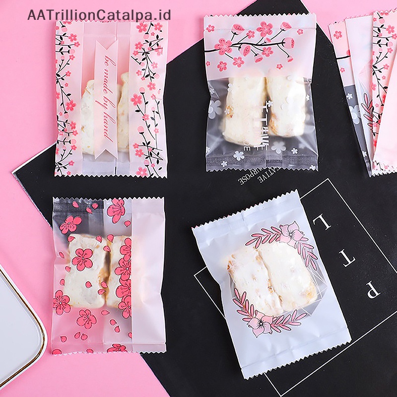 Aatrillioncatalpa 100 /200Pcs Cherry Blossom Bag Scrub Foundation Mesin Penyegel Kuning Telur Crisp Snowflake Packaging Bag DIY Cookie Bags ID