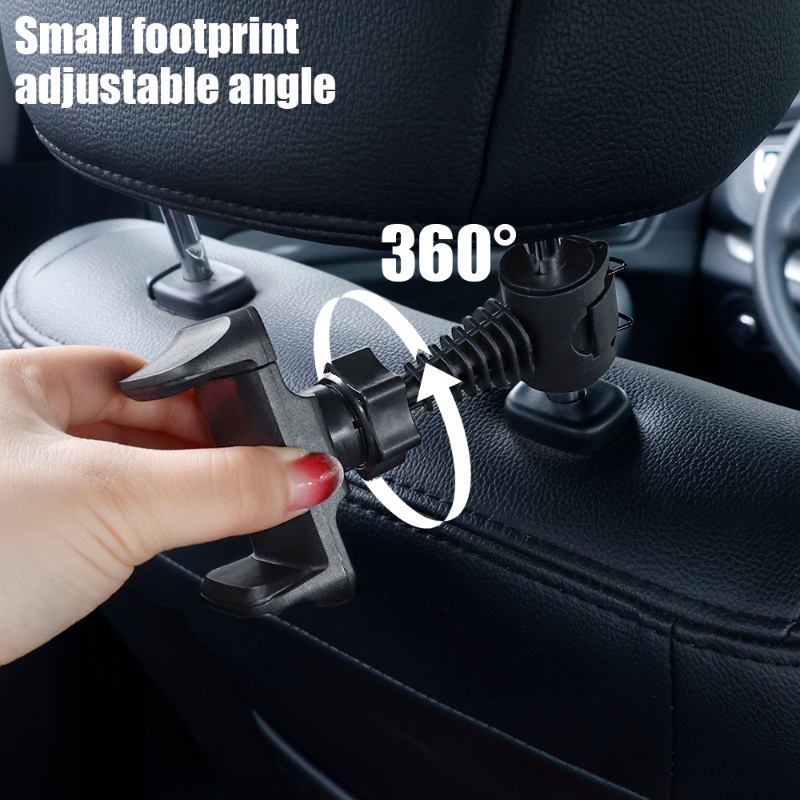 1pc Portable Car Headrest Mounted ABS Phone Fixed Bracket/ Dudukan Tablet Mobil Dapat Diputar 360derajat/ Holder Penyimpanan Smartphone Kendaraan Universal