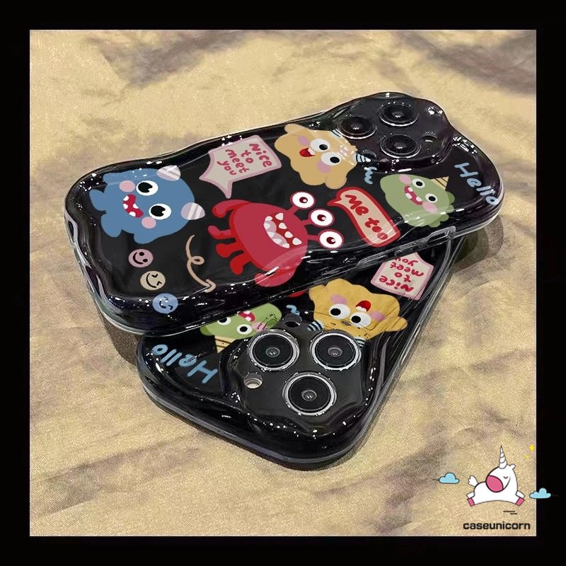 Kartun Little Monster Phone Case Untuk Infinix Smart 6Plus 5 6 7 Hot20 11 12 9 10 30 8 Mainkan Panas8 30i 9 10Lite Note 12 G96 12 4G Kreatif Lucu Badut Lembut 3D Bergelombang Melengkung Penutup Tepi
