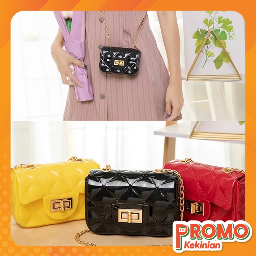 PROMO KEKINIAN - T5888 Tas Jelly Selempang Mini / Tas Sling Bag Jelly Polos Gaya Korea Import / Tas 