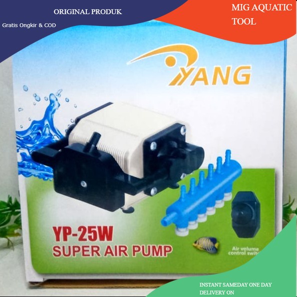 AERATOR AIR PUMP POMPA UDARA YANG YP 25 WATT 6 CABANG