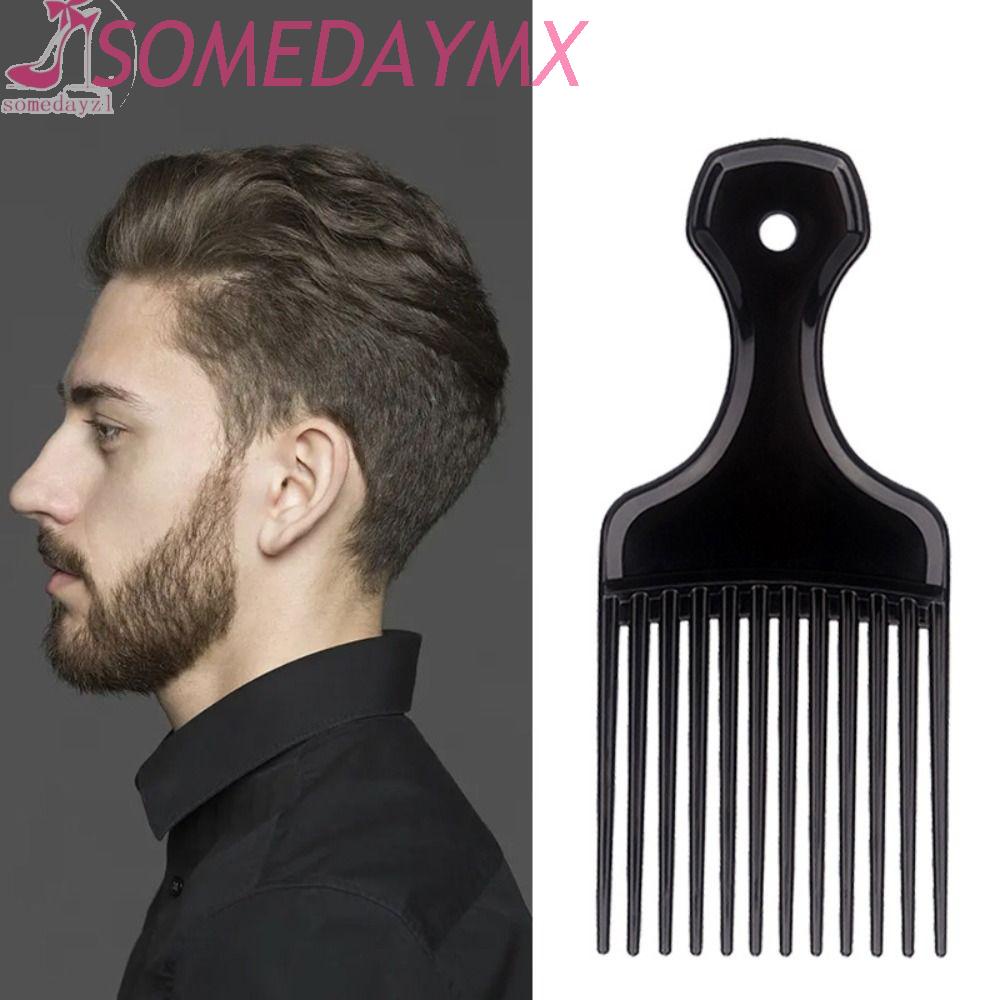 Sikat Rambut Garpu Gigi Lebar Hitam, Sikat Rambut Garpu Gigi Lebar Hitam, Keriting Afro Pijat Profesional Anti-Statis Pick Sisir Wanita/Pria