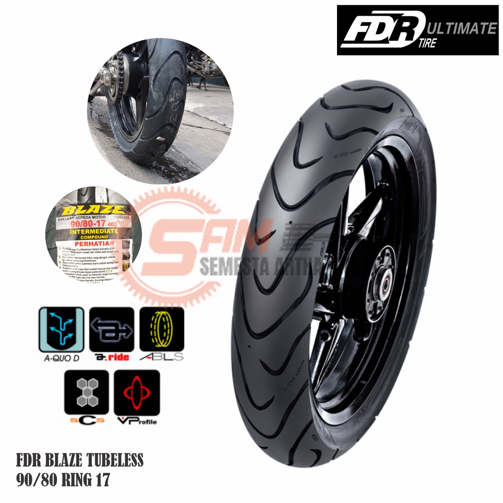 Ban Luar FDR 90/80 Ring 17 Blaze Tubeless Depan Belakang Motor GTR MX Vixion NVL Sonic FU