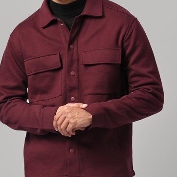 Shacket Jacket Fleece Jaket Pria Wanita Trucker Semiparka Size M - XXL - MAROON, M