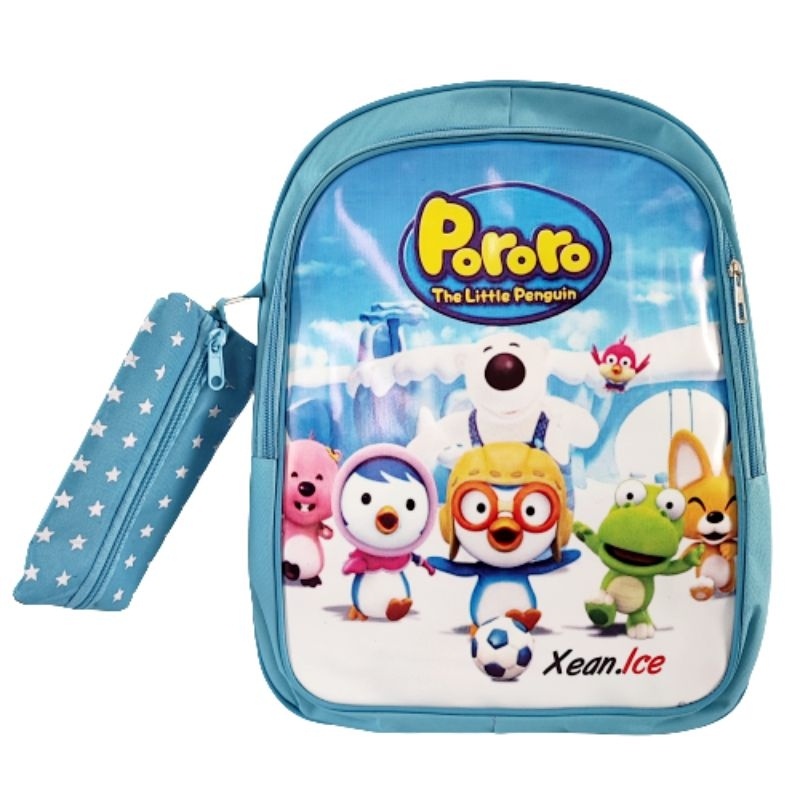 READY BOPIN Official Tas Sekolah Anak Perempuan Warna Biru Langit Gambar PORORO