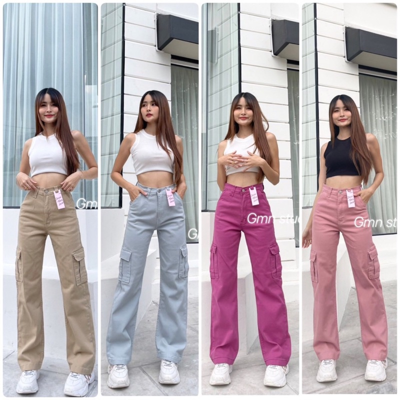 Celana Panjang Wanita Cargo Jeans Chuu -5KG Jeans Import Bangkok Gaya Casual Modis Kekinian