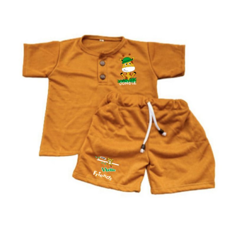 [KIDZONIA] setelan set kiano anak motif hewan laki laki perempuan baju setelan usia 1-5tahun