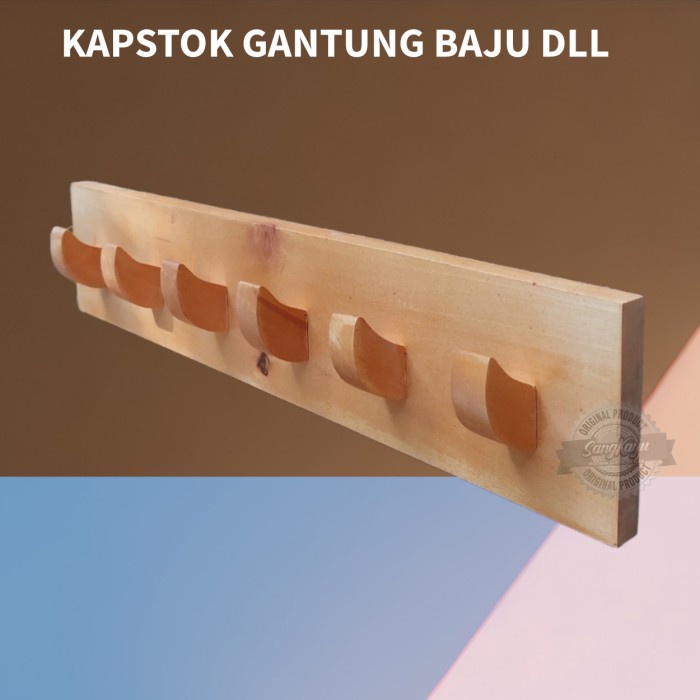 Sangkayu Store Kapstok kayu gantungan baju rak dinding rak baju rak gantungan kayu 4
