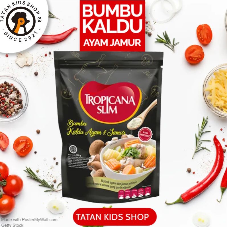 

Tropicana Slim Bumbu Kaldu Ayam Jamur 100 gram Rendah Garam Tanpa MSG