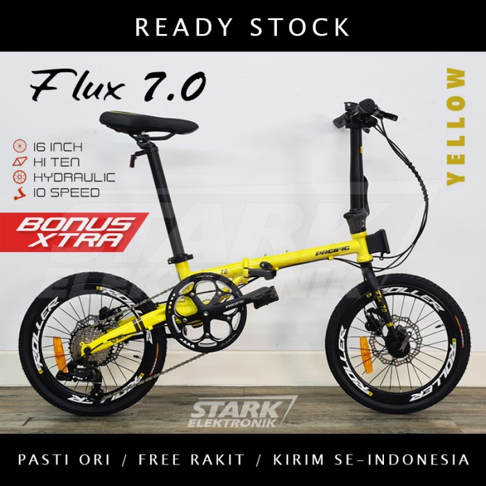 BERKUALITAS Pacific FLUX 7.0 Sepeda Lipat Folding Bike - Yellow